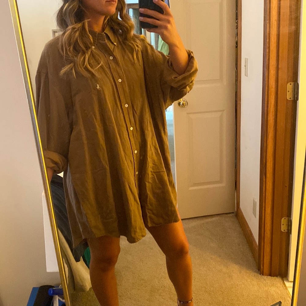 Ralph Lauren Brown Button-Up Shirt